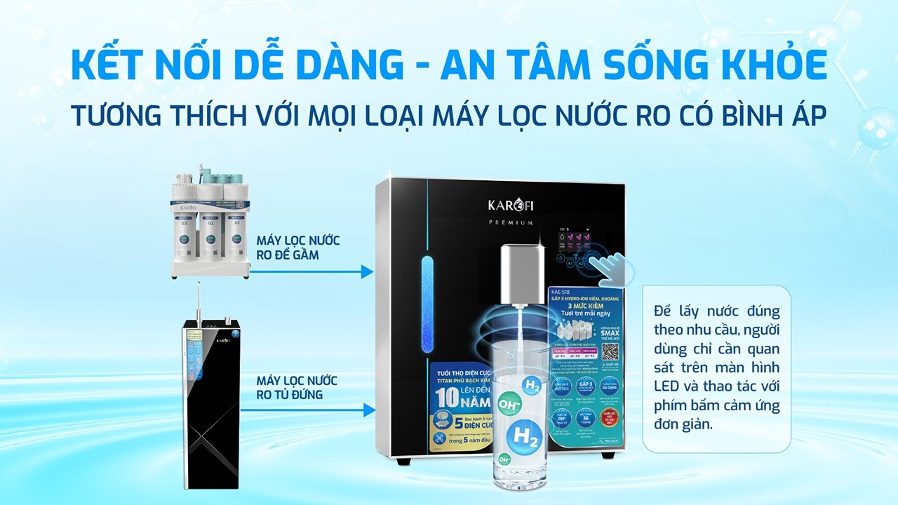 Máy chuyển đổi Hydro-ion kiềm KAE-S18 dùng với máy lọc nước RO