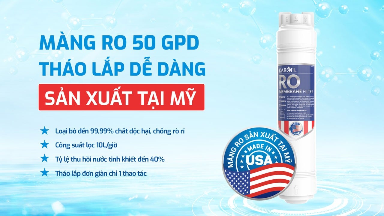 Máy lọc nước KAQ-M22 dùng màng RO của Mỹ