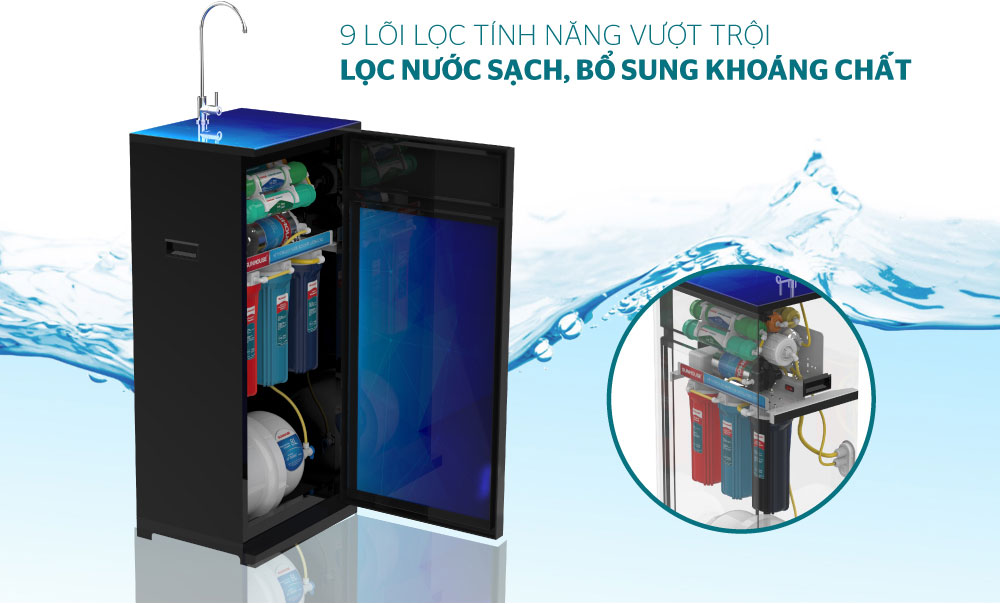 Máy lọc nước RO Sunhouse SHA8859K thiết kế 9 lõi lọc