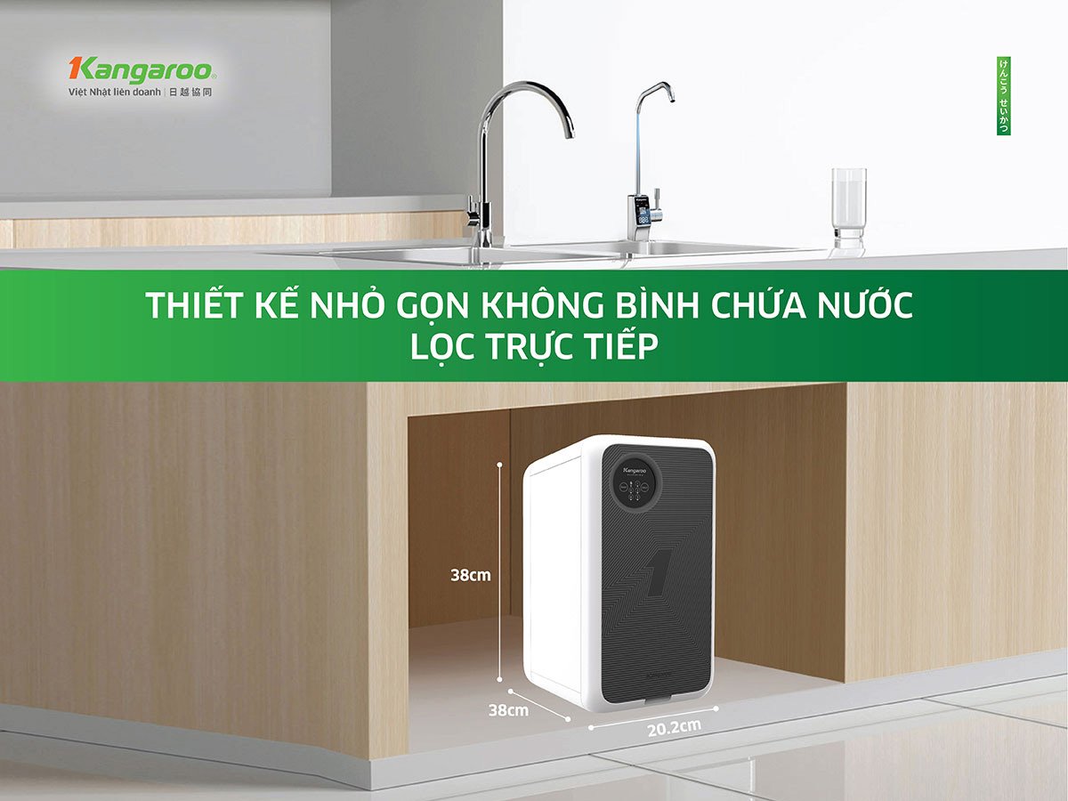 Máy lọc nước Kangaroo lắp âm tủ gọn gàng