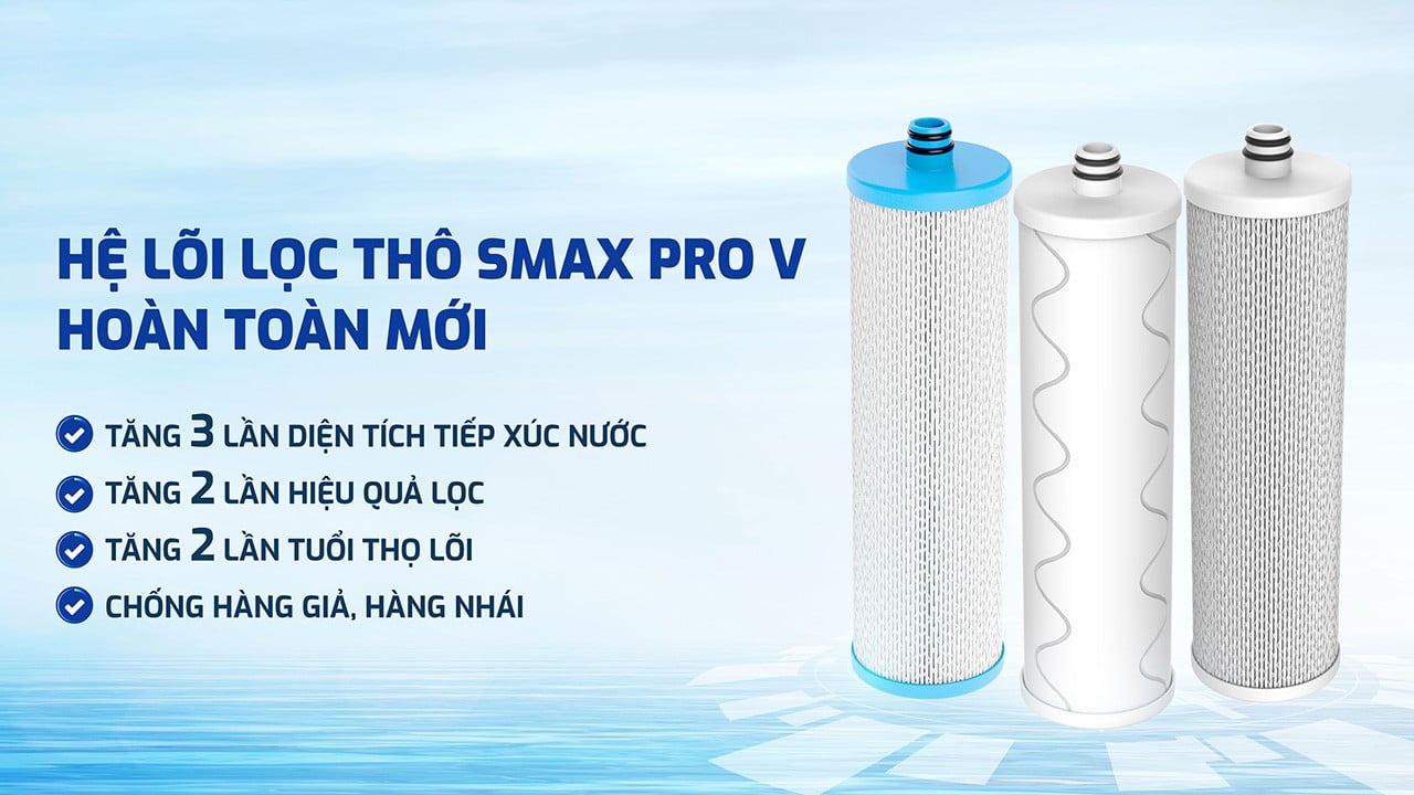 Máy lọc nước RO Karofi KAQ-U03 Pro có 3 lõi lọc thô