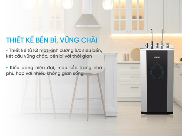 Máy lọc nước nóng lạnh Karofi KAD-D50 có vẻ ngoài sang trọng, tinh tế