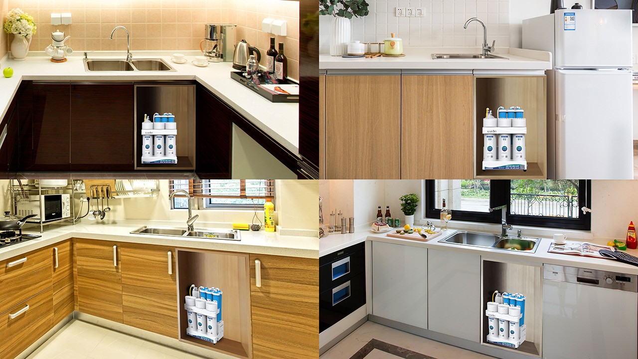 Máy lọc nước RO Karofi KAQ-U03 Pro được lắp gầm tủ gọn gàng