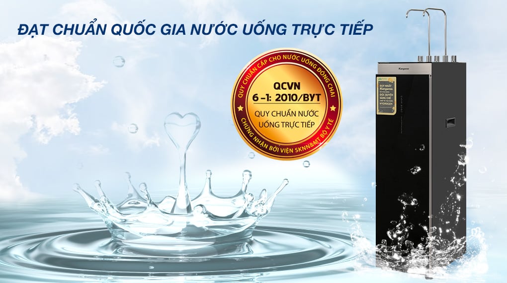 máy lọc nước RO nóng lạnh Hydrogen Kangaroo KG12A8 đạt tiêu chuẩn nước uống trực tiếp