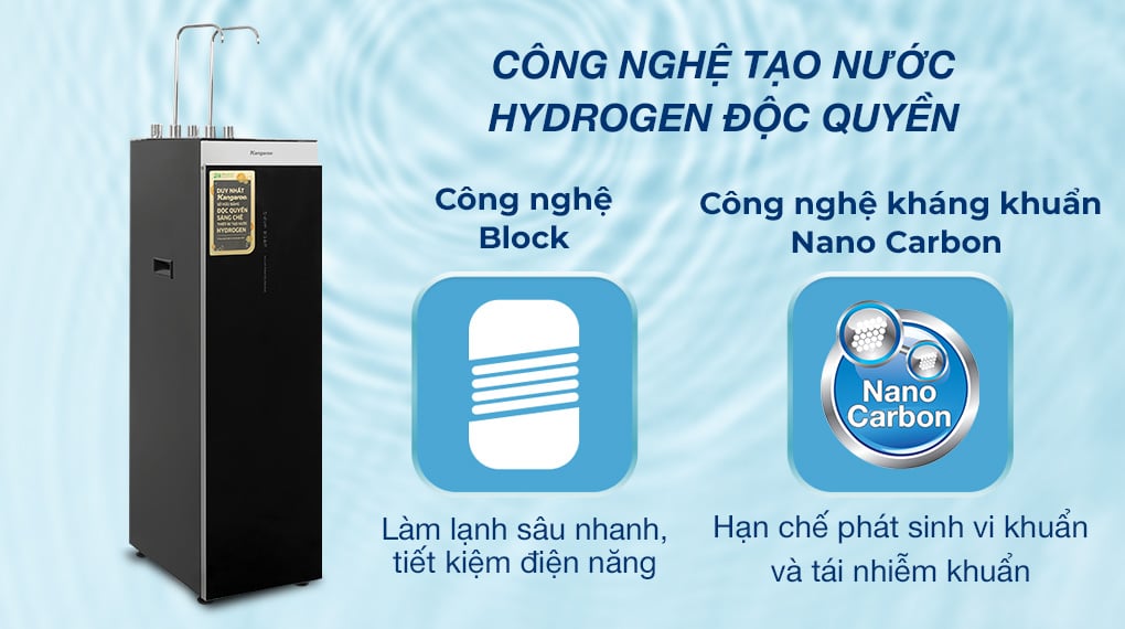 Máy lọc nước Kangaroo KG12A8 tích hợp công nghệ Hydrogen sử dụng công nghệ kháng khuẩn hiện đại