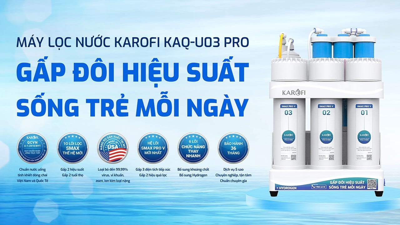 Máy lọc nước Karofi KAQ-U03 giúp bổ sung thêm khoáng chất cho cơ thể