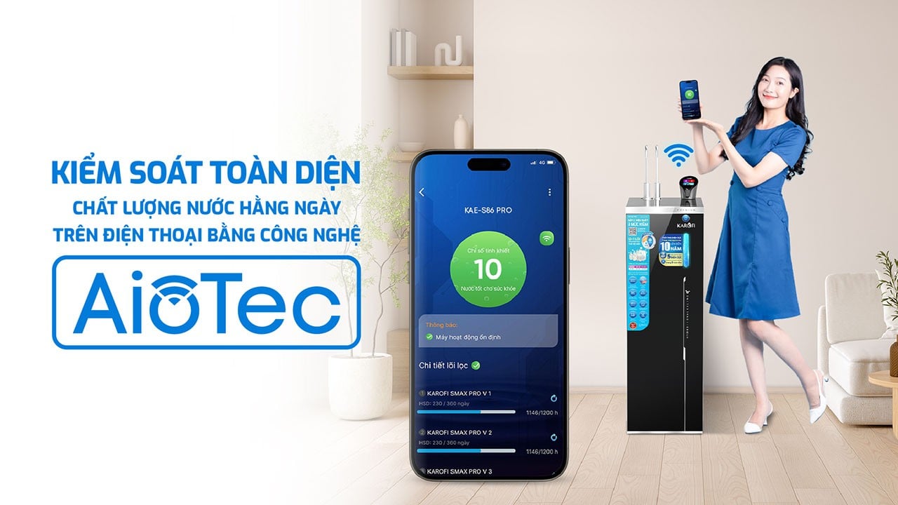 Máy lọc nước Karofi sẽ giám sát chất lượng nước từ xa thông qua điện thoại