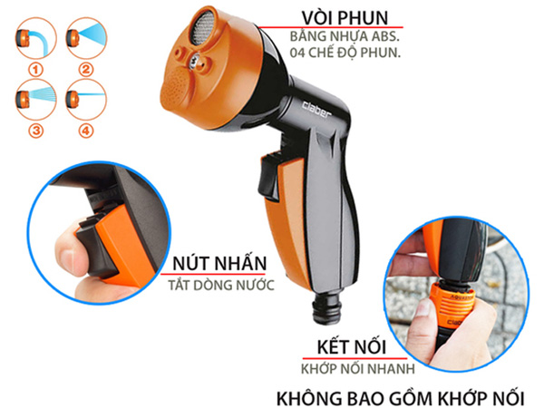 Chi tiết vòi phun dạng súng Claber 9083