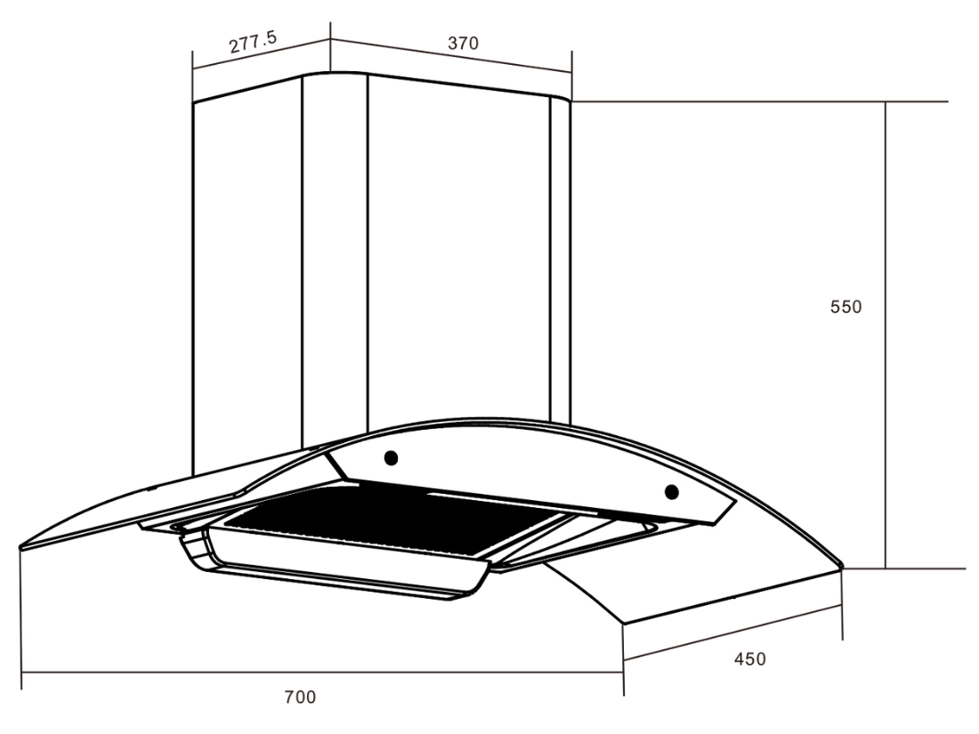 Kích thước máy hút mùi Richborn