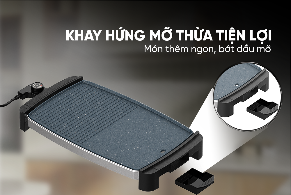 Bếp nướng điện có khay hứng mỡ thừa