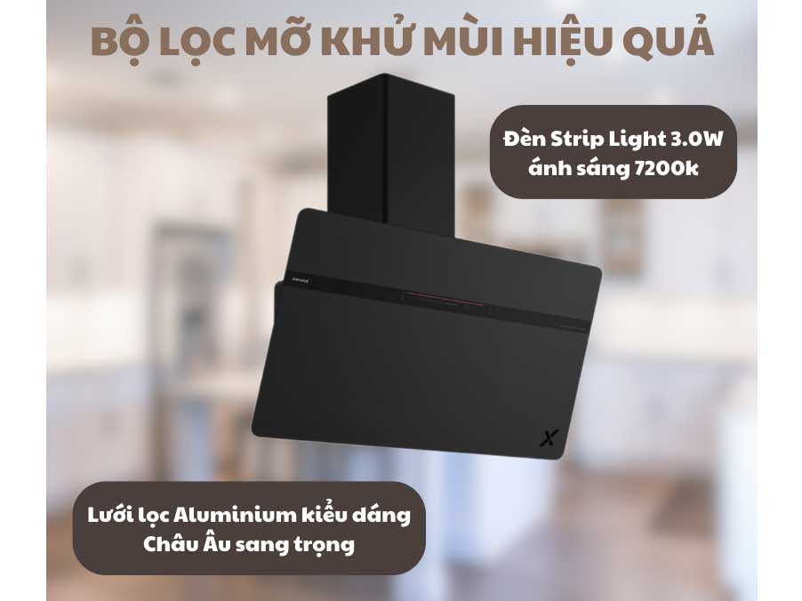 Máy hút mùi GrandX dùng lưới lọc nhôm