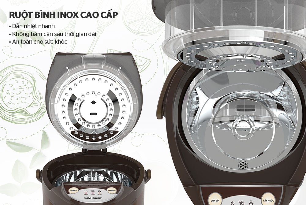 Bình thủy điện có ruột bình bằng inox