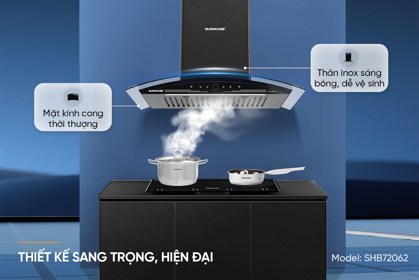 Máy hút mùi kính cong Sunhouse SHB72062