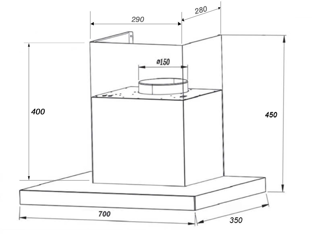 Kích thước của máy hút mùi chữ T Spelier SP-109MC