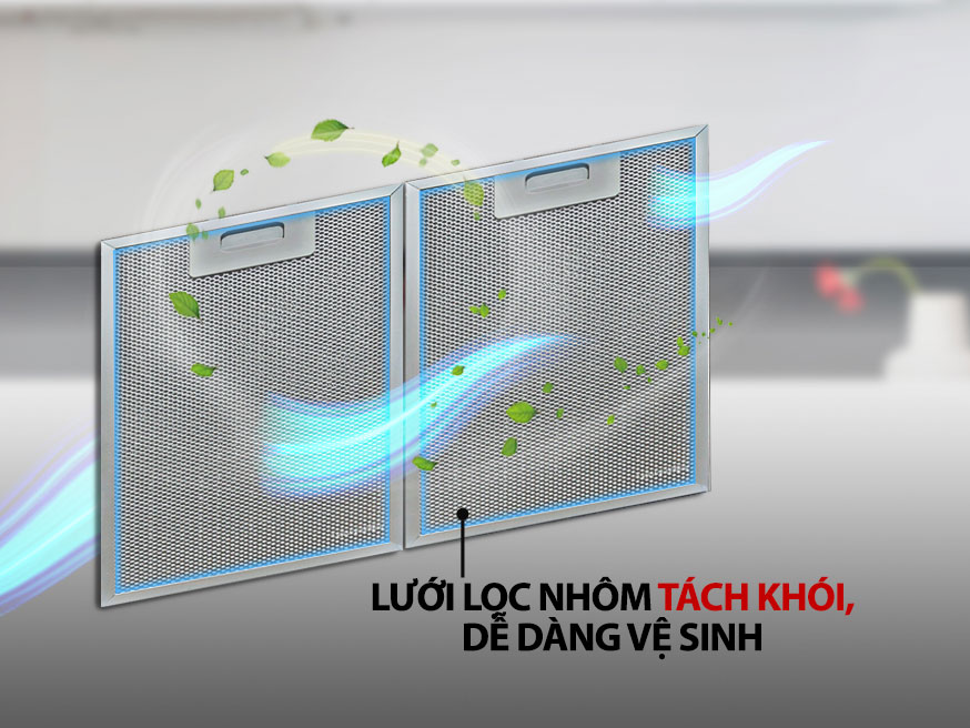 Máy hút mùi Lorca có lưới lọc bằng nhôm
