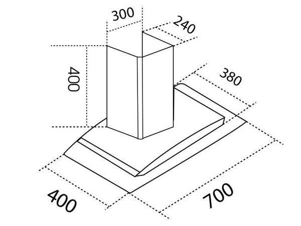 Kích thước lắp đặt máy hút mùi D'mestik ML1070 DMK