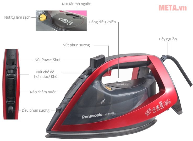 Cấu tạo bàn là hơi nước Panasonic NI-WT980RRA