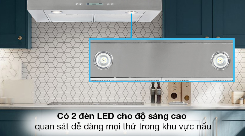 Máy hút mùi Hafele HH-WI70C được trang bị đèn LED 2 x 2,5W
