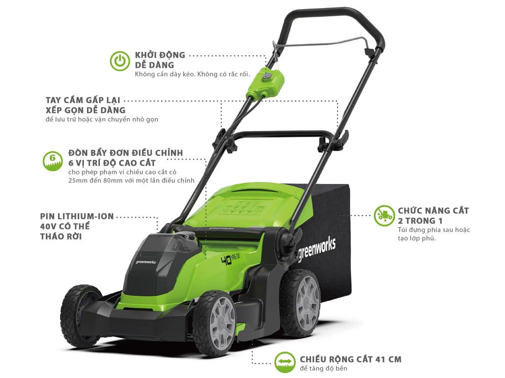 Cấu tạo Greenworks G40LM41K4