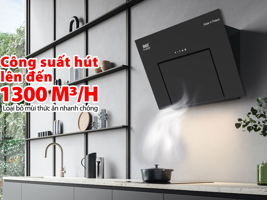 Máy hút mùi có tốc độ hút tối đa 1300 m3/h