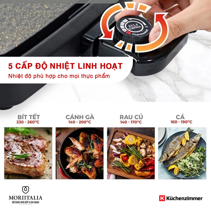 Bếp nướng điện Kuchenzimmer có 5 cấp độ nhiệt linh hoạt