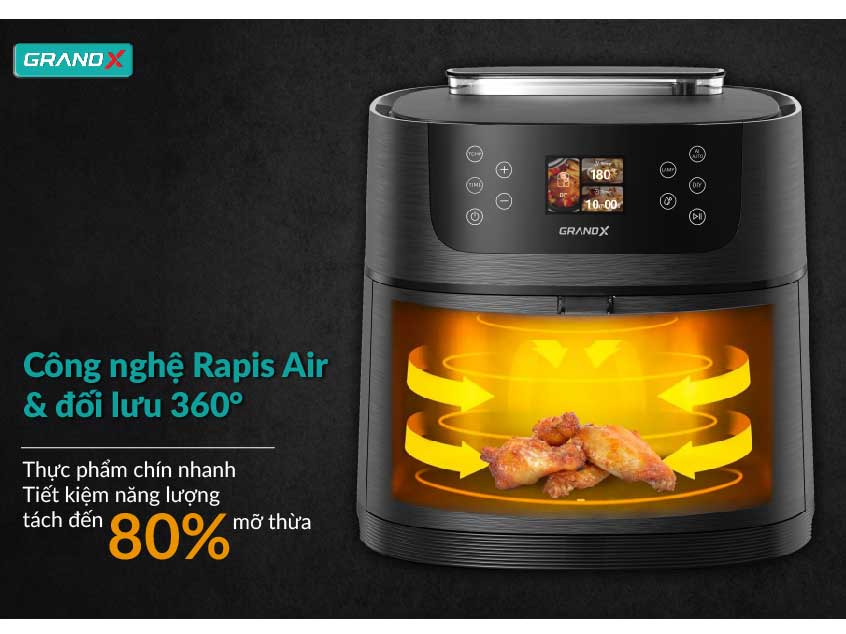 Nồi chiên không dầu điện tử giúp chiên thực phẩm nhanh chín