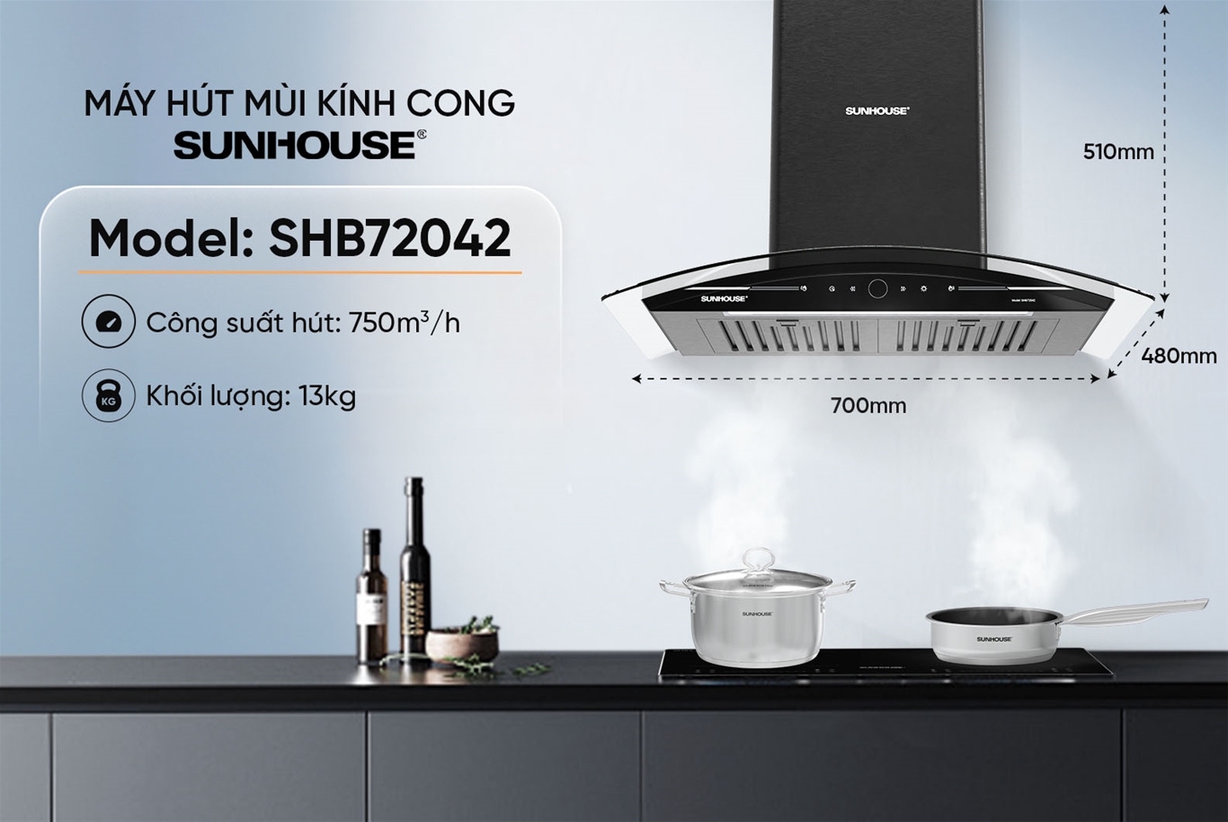 Kích thước của máy hút mùi