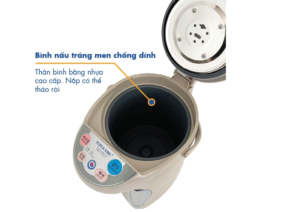 Bình thủy điện Korea King tráng men chống dính ở lòng bình