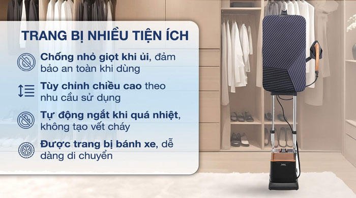 Tefal IXEO Power QT2020 (QT2020EO) còn sở hữu nhiều tính năng an toàn
