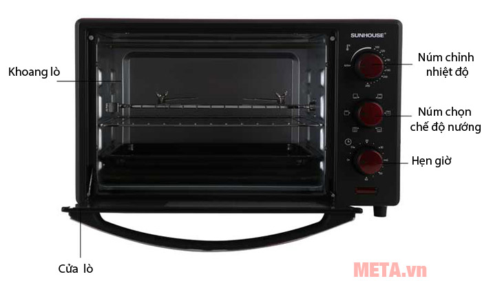 Cấu tạo của Lò nướng Sunhouse SHD4226
