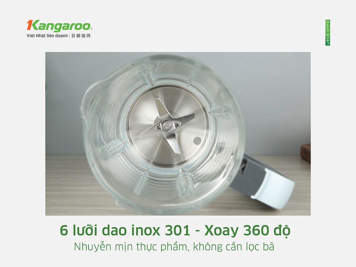 Kangaroo KG175HB2 trang bị 6 lưỡi dao inox 301 sắc bén