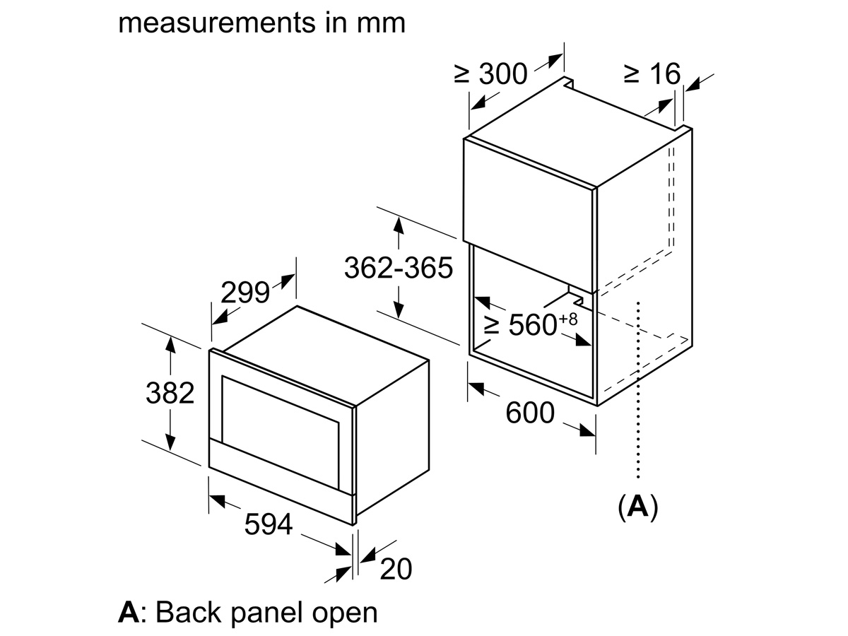 Thông số lắp đặt của Bosch BFL634GB1 Serie 8