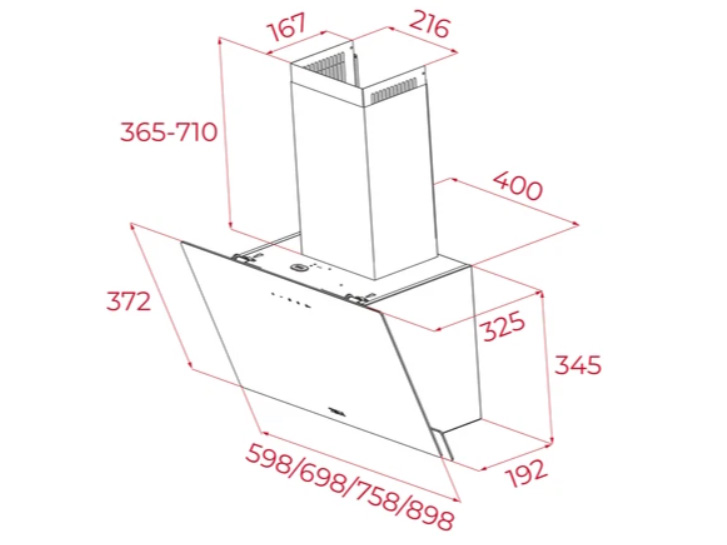 Kích thước của Teka DVN 97050 TTC BK