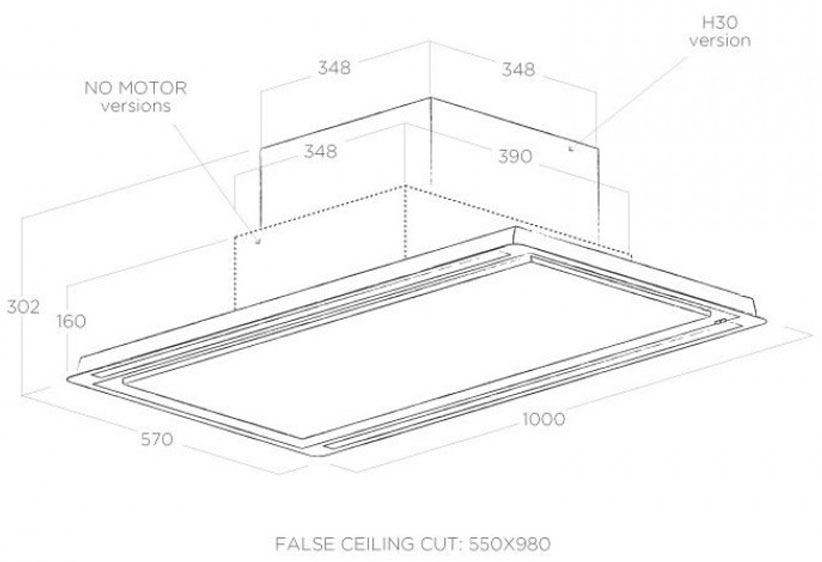 Kích thước máy hút mùi Elica Hilight Glass