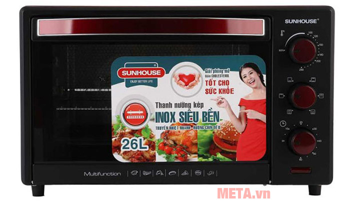 Lò nướng Sunhouse SHD4226 có cửa kính