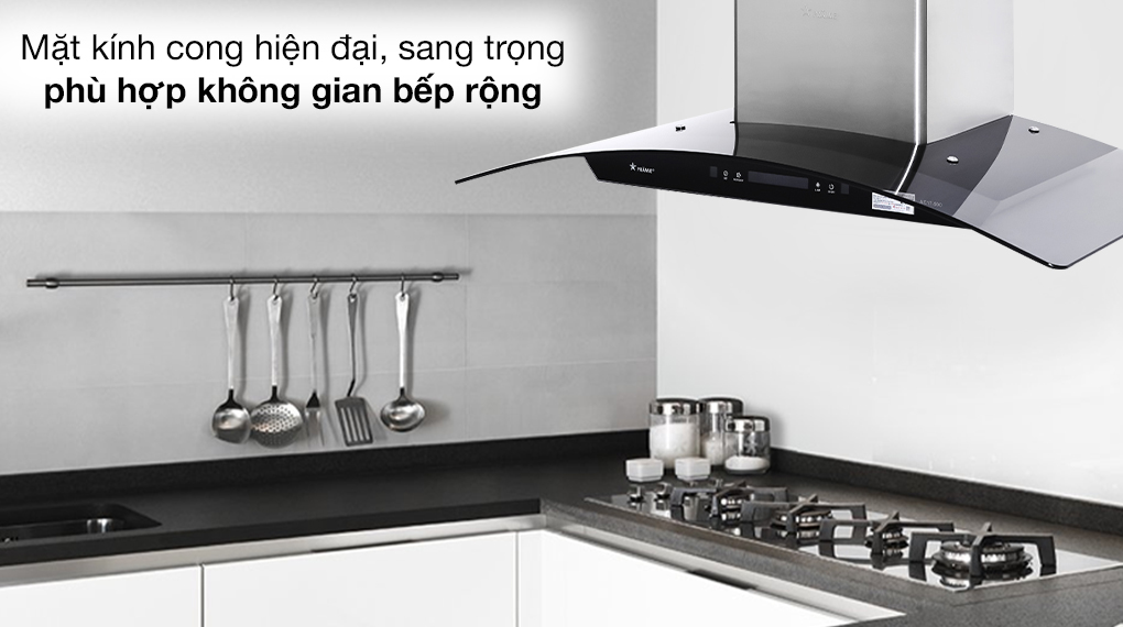 Máy hút mùi có mặt kính cong hiện đại