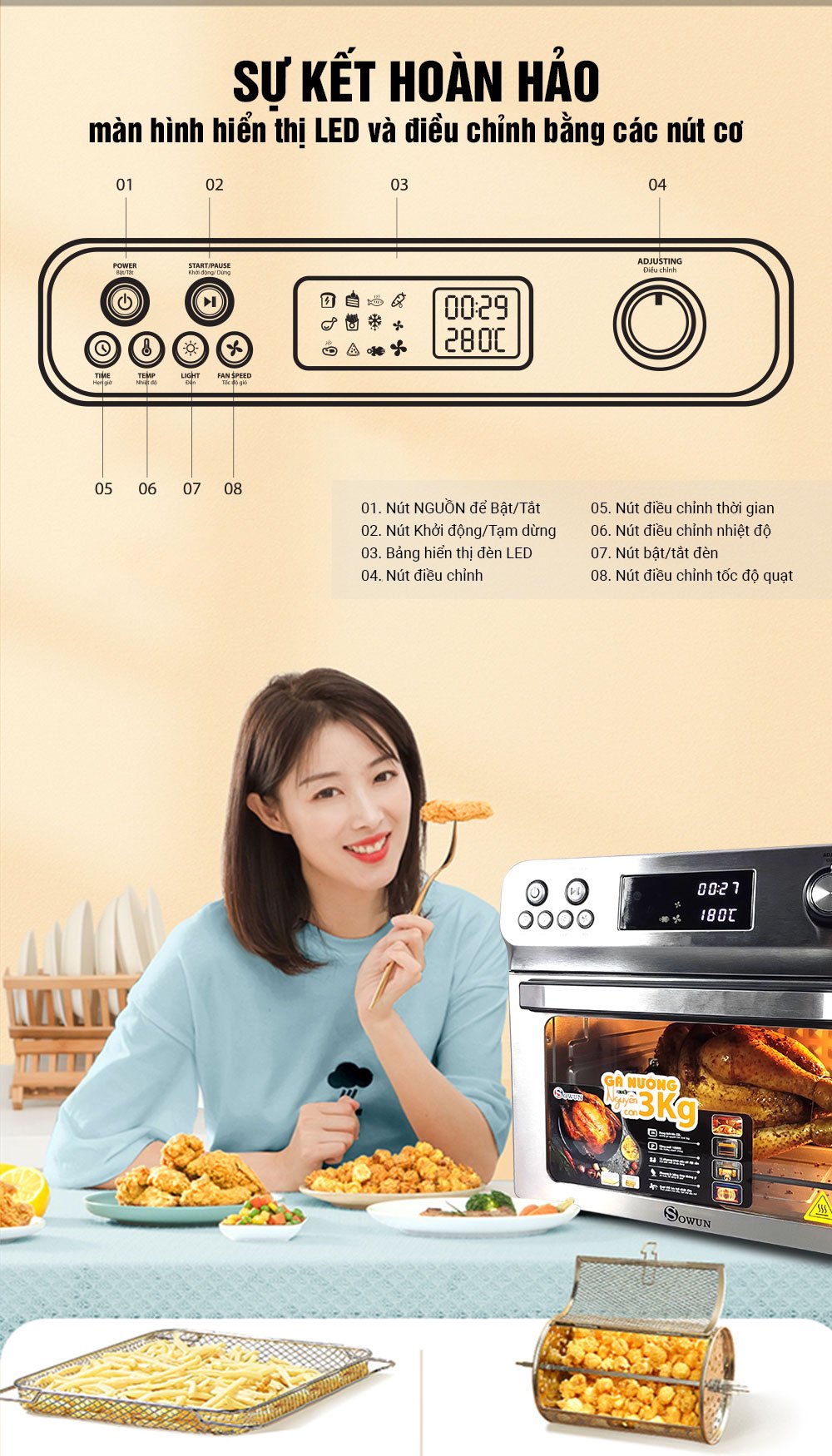 Nồi chiên có bảng điều khiển cơ