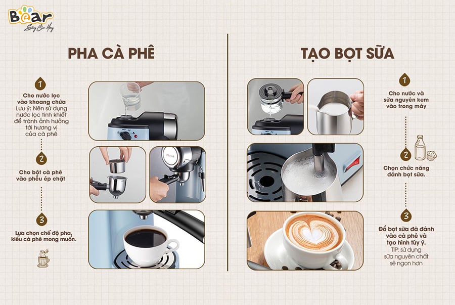 Cách pha cà phê và tạo bọt sữa