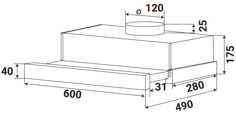 Máy hút mùi âm tủ Kaff KF KF-TL600