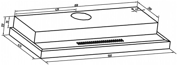 Kích thước của máy hút mùi Ariston ASL 9F LT XV 90cm