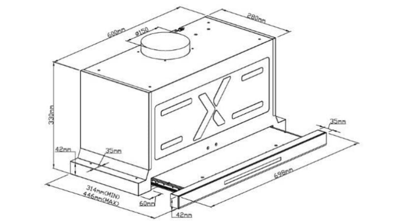 Kích thước máy hút mùi âm tủ