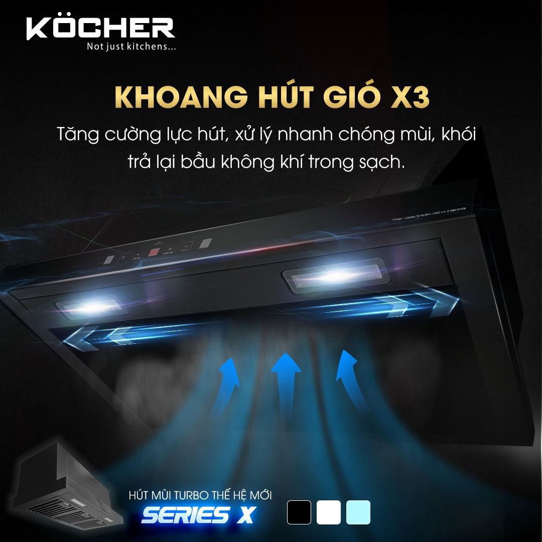 Máy hút mùi Kocher Turbo X-350D có khoang hút gió lớn