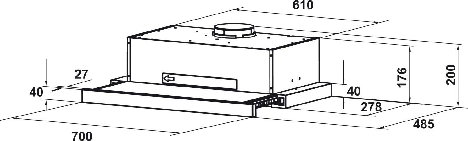 Kích thước của Hafele HH-TT70A (533.86.817)