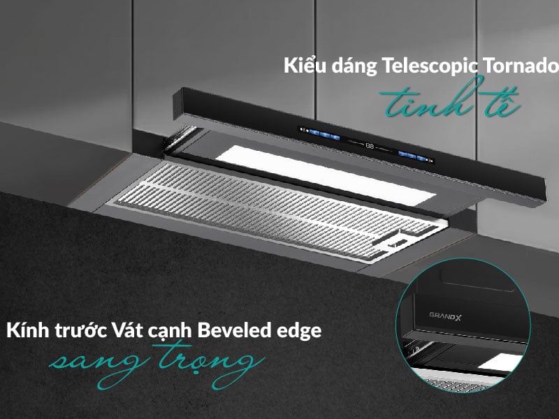 Máy hút mùi âm tủ, tự động mở cửa GrandX GX H70F75SB