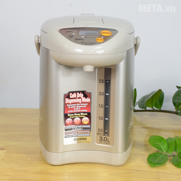 Bình thuỷ điện Zojirushi CD-JUQ30 có màu đồng sang trọng