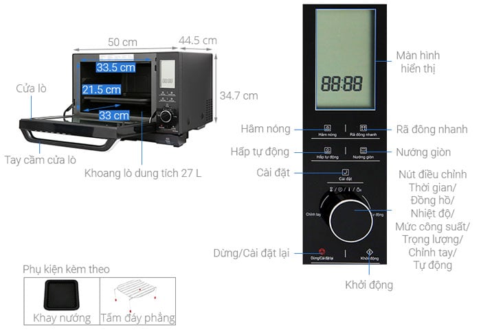 Kích thước lò vi sóng Panasonic NN DS596BYUE