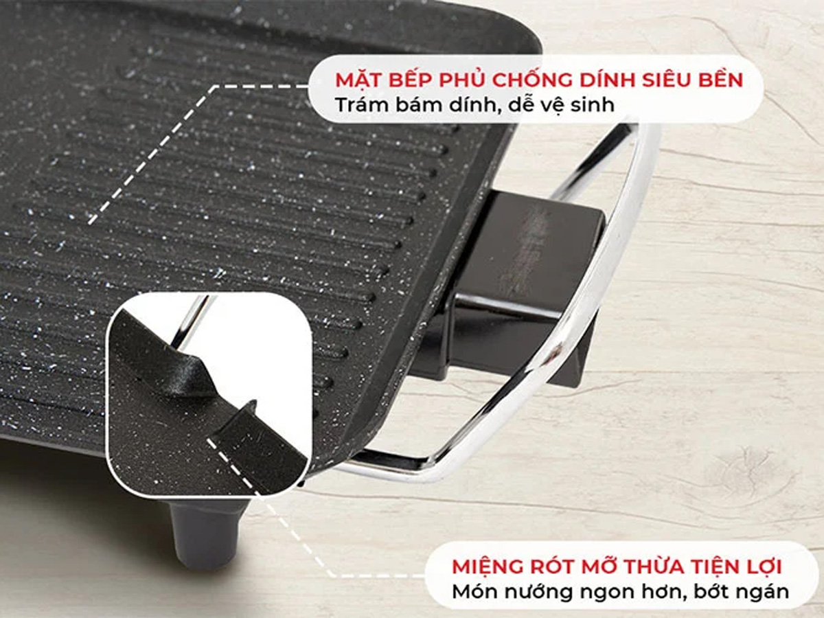 Bếp nướng điện Kuchenzimmer KUC012577 với thiết kế miệng rót mỡ