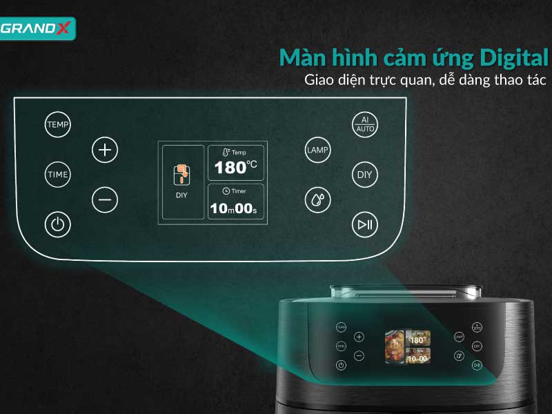 Nồi chiên không dầu có 12 chương trình với bảng điều khiển cảm ứng