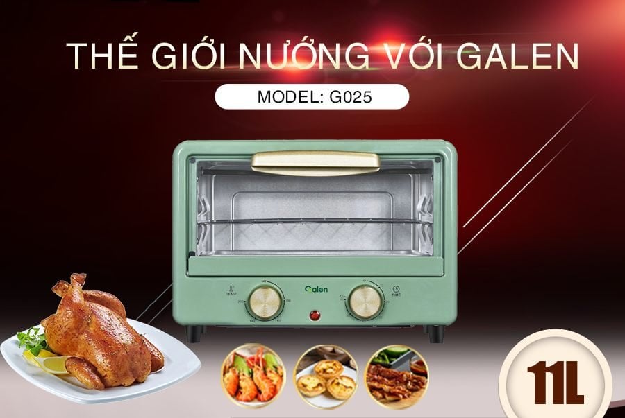 Lò nướng đến Galen G025 11 lít thiết kế nhỏ gọn
