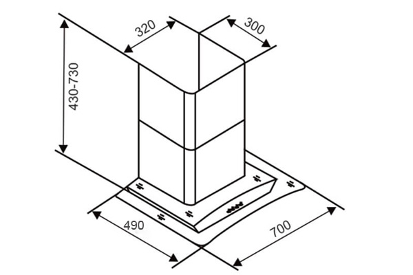 Bản vẽ kích thước máy hút mùi Capri CR-788H